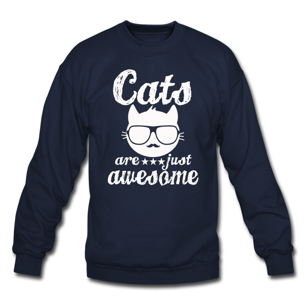 Cats Are Just Awesome - White - Crewneck Sweatshirt - navy