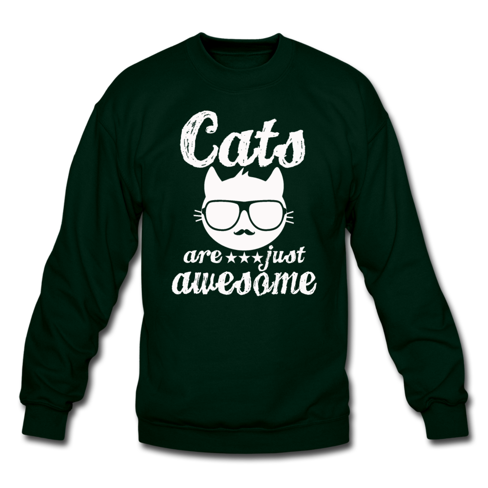 Cats Are Just Awesome - White - Crewneck Sweatshirt - forest green