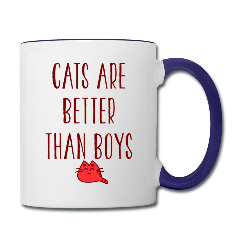 Cats Are Better Than Boys - Contrast Coffee Mug - white/cobalt blue