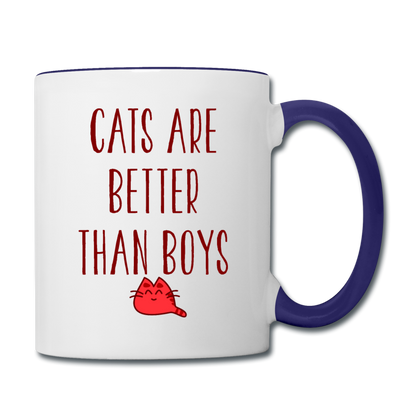 Cats Are Better Than Boys - Contrast Coffee Mug - white/cobalt blue