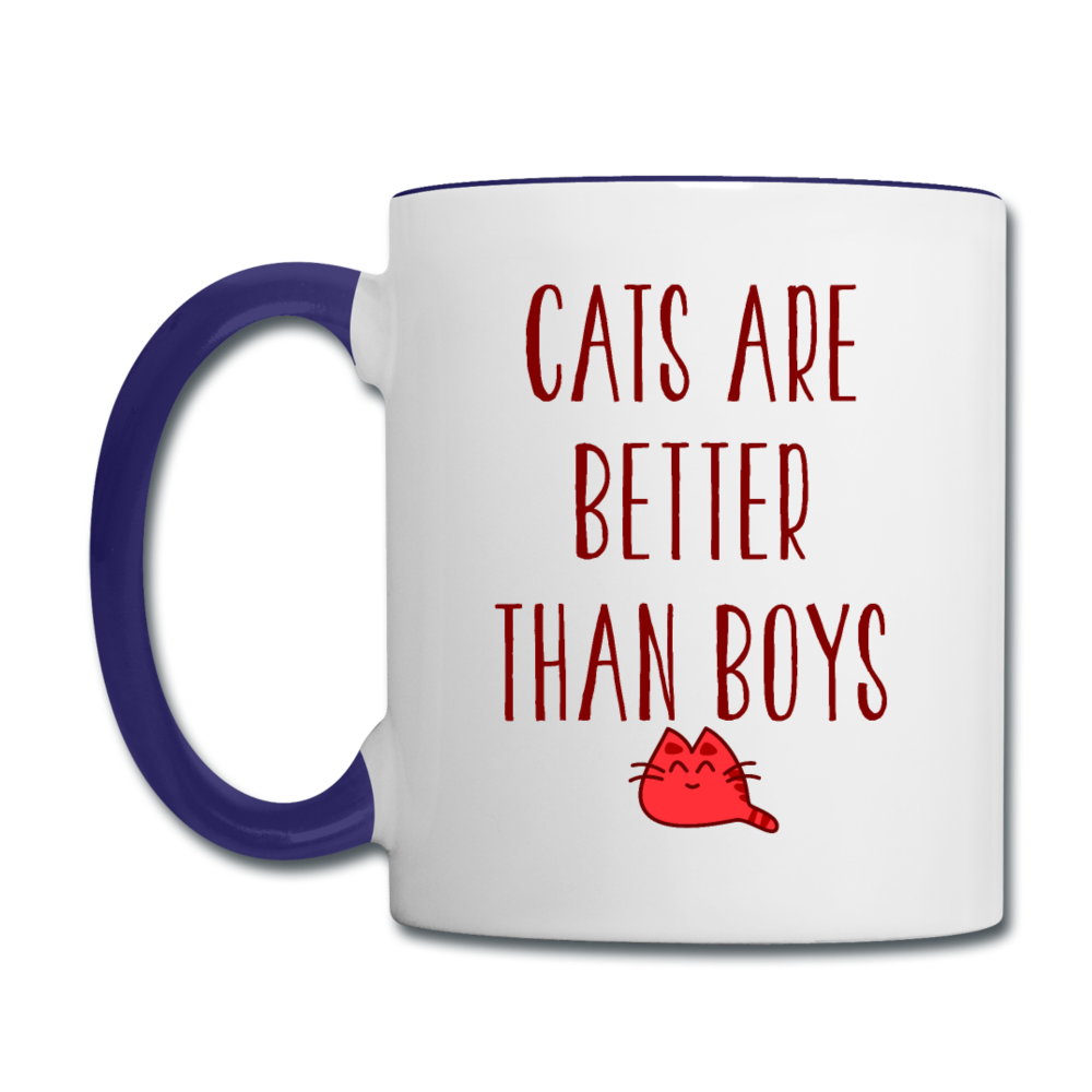 Cats Are Better Than Boys - Contrast Coffee Mug - white/cobalt blue