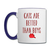 Cats Are Better Than Boys - Contrast Coffee Mug - white/cobalt blue