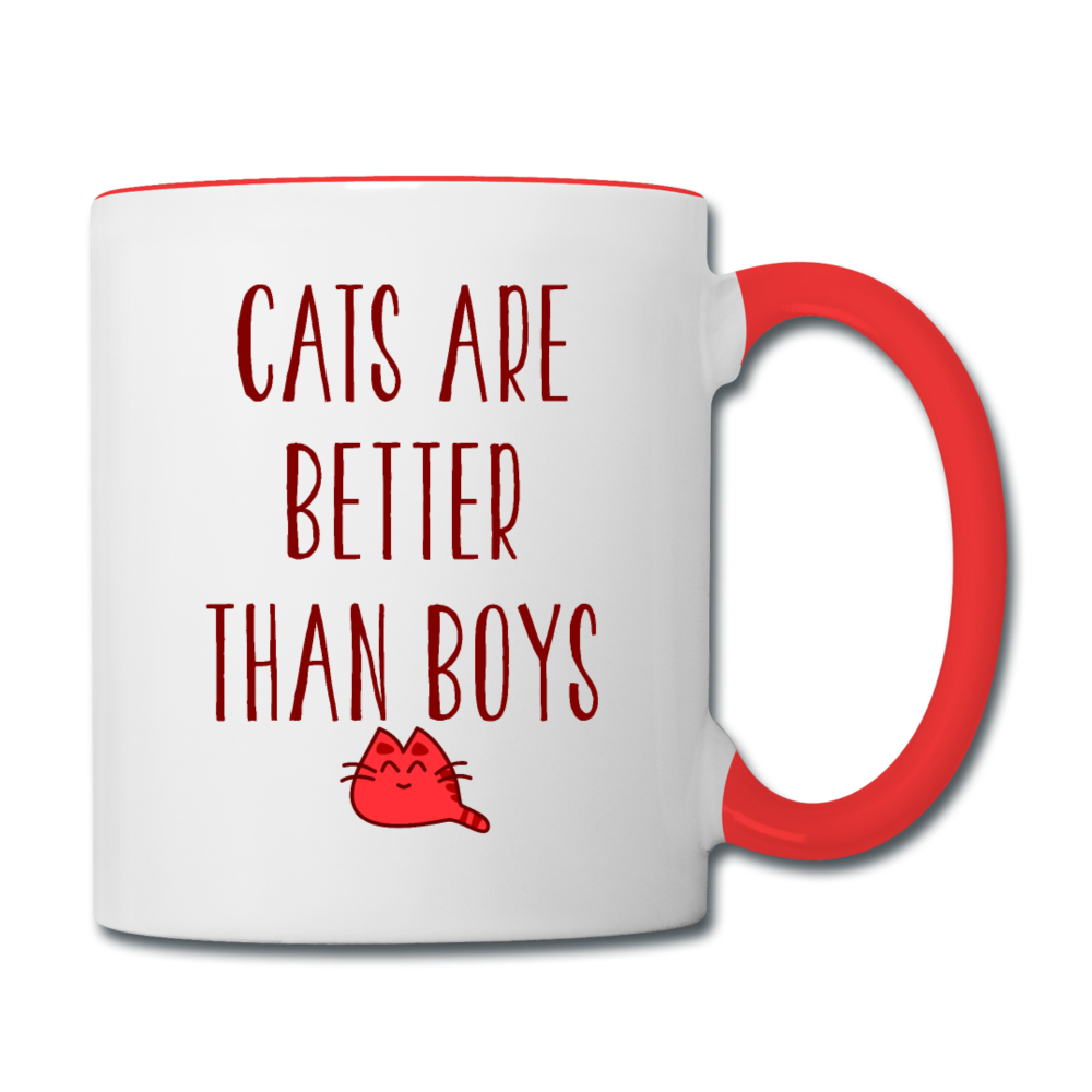 Cats Are Better Than Boys - Contrast Coffee Mug - white/red