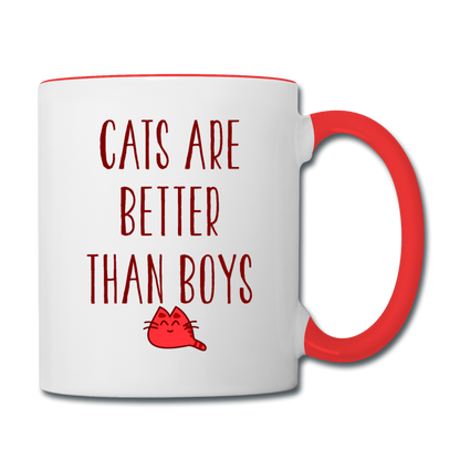 Cats Are Better Than Boys - Contrast Coffee Mug - white/red