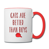 Cats Are Better Than Boys - Contrast Coffee Mug - white/red