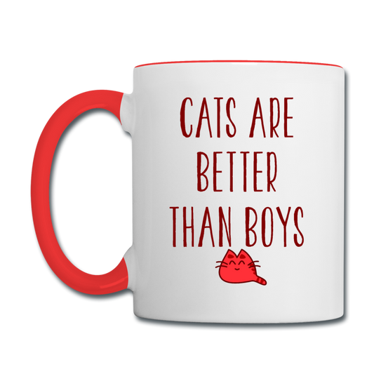 Cats Are Better Than Boys - Contrast Coffee Mug - white/red