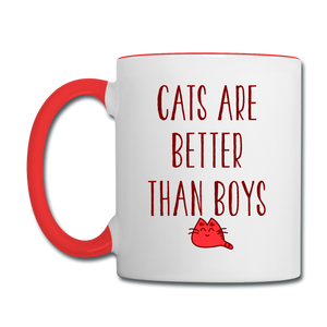 Cats Are Better Than Boys - Contrast Coffee Mug - white/red