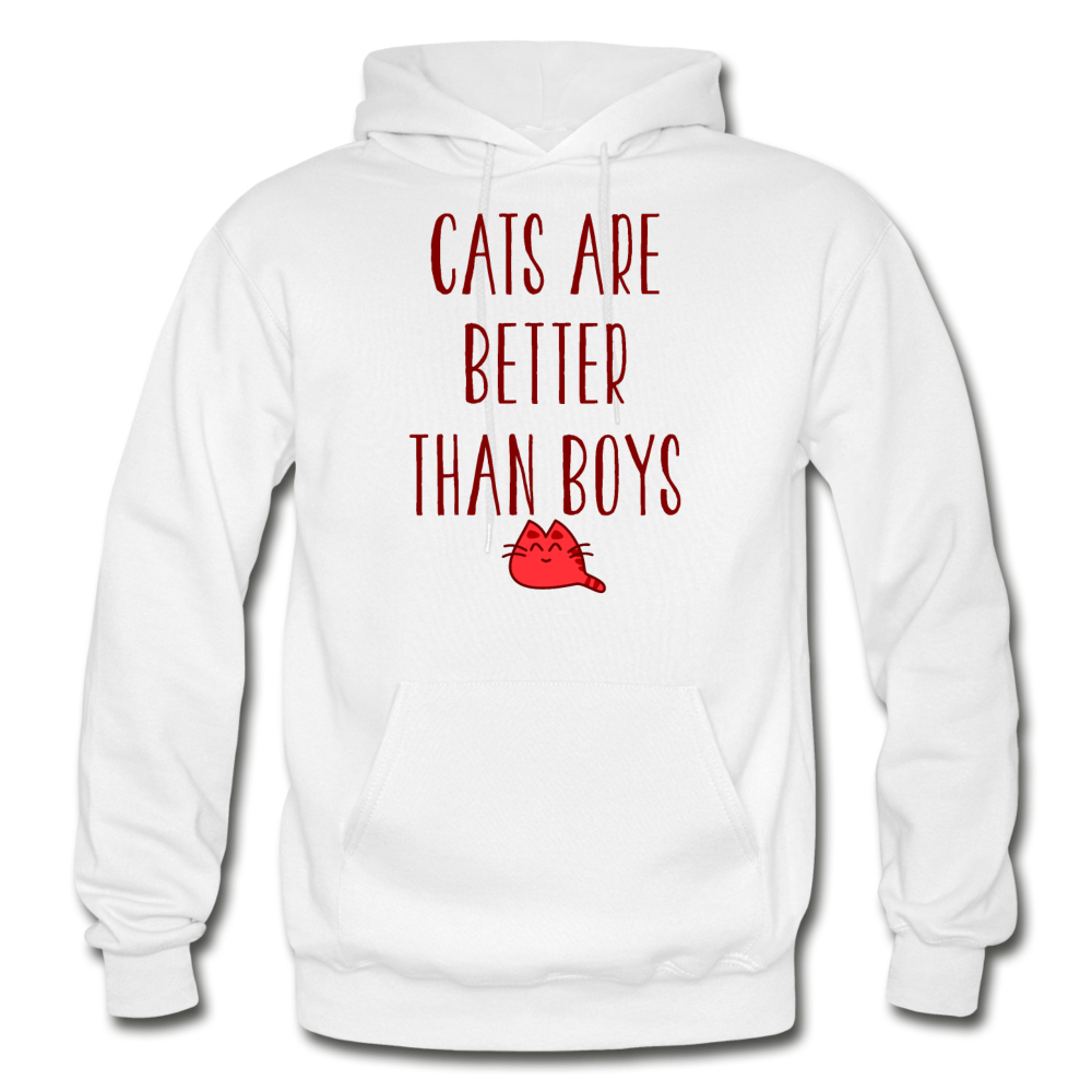 Cats Are Better Than Boys - Gildan Heavy Blend Adult Hoodie - white