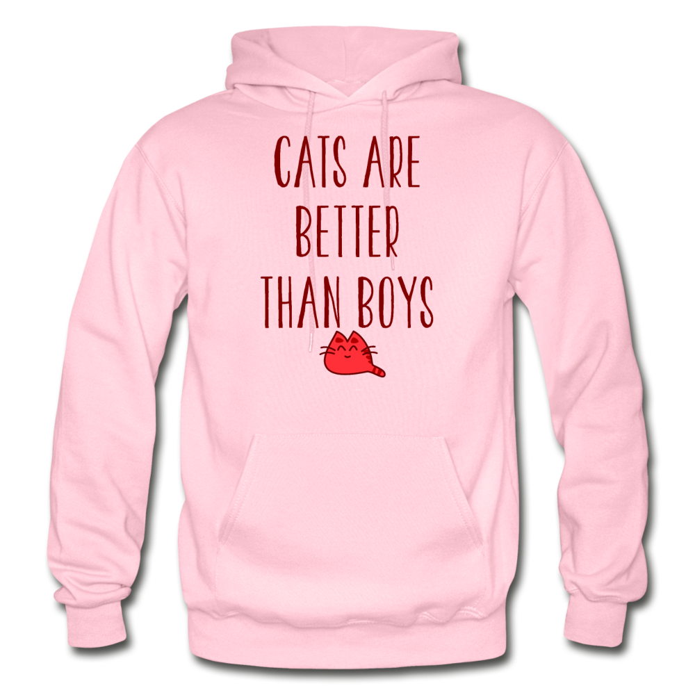 Cats Are Better Than Boys - Gildan Heavy Blend Adult Hoodie - light pink