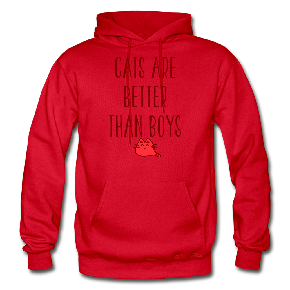 Cats Are Better Than Boys - Gildan Heavy Blend Adult Hoodie - red