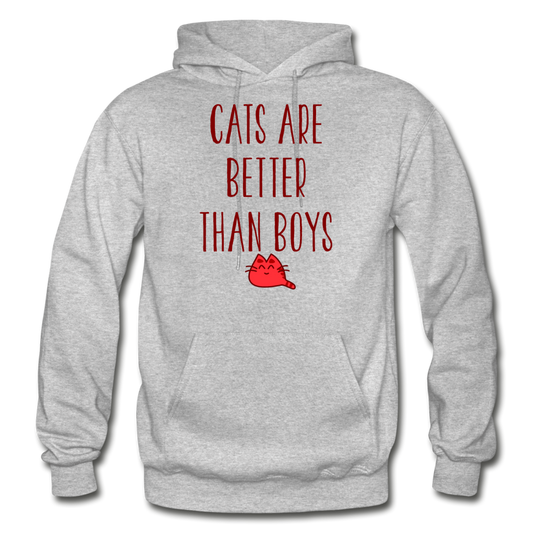 Cats Are Better Than Boys - Gildan Heavy Blend Adult Hoodie - heather gray