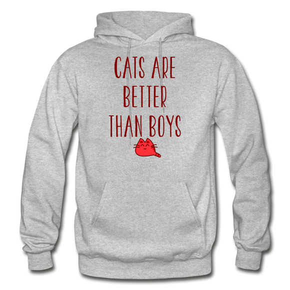 Cats Are Better Than Boys - Gildan Heavy Blend Adult Hoodie - heather gray