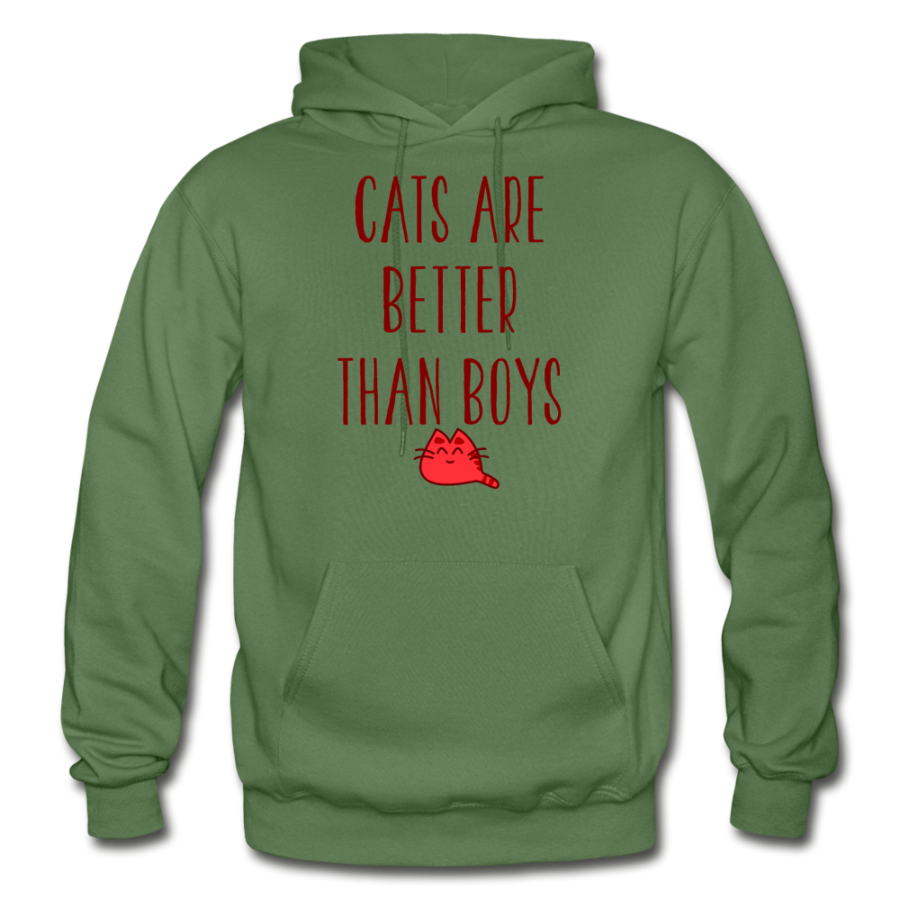 Cats Are Better Than Boys - Gildan Heavy Blend Adult Hoodie - military green