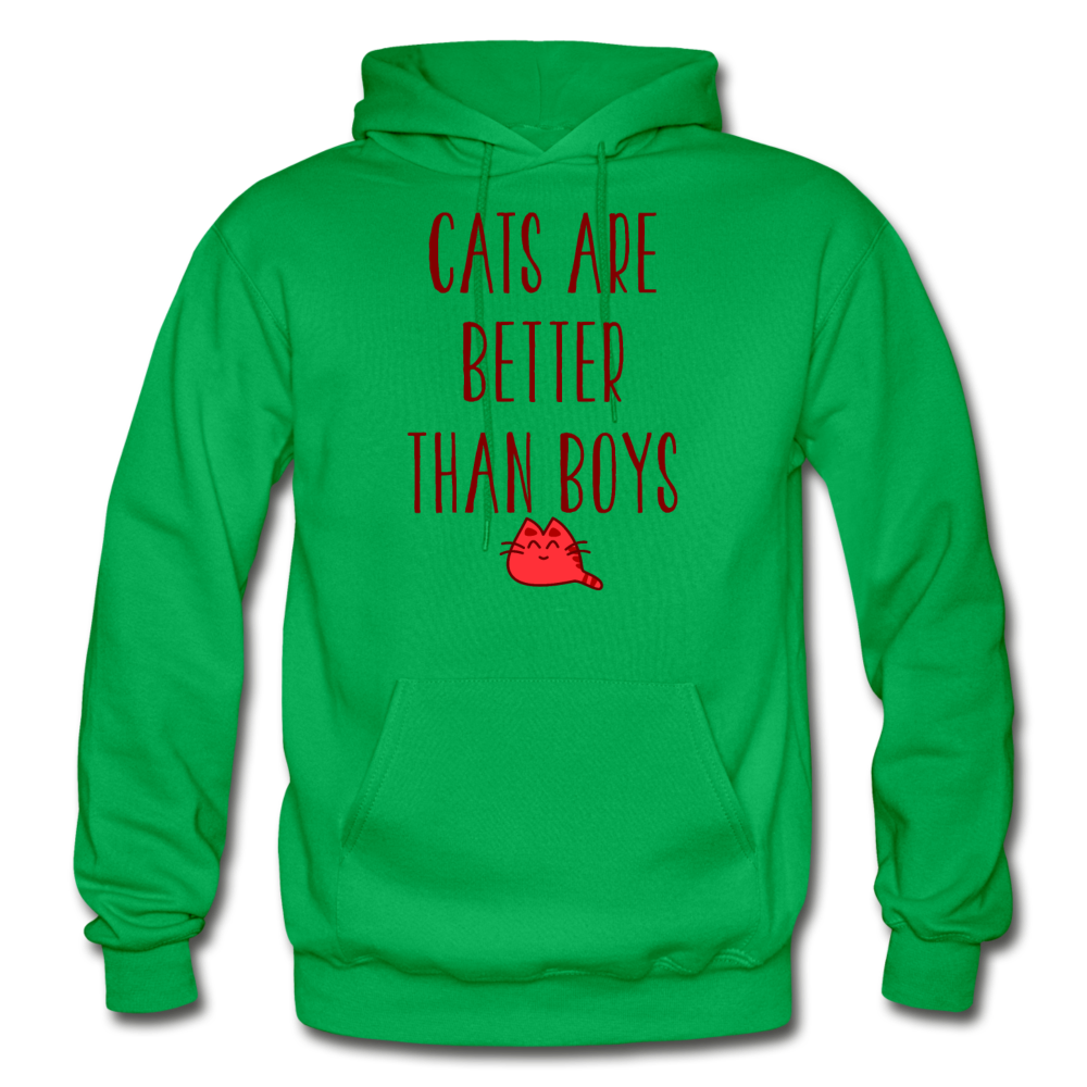 Cats Are Better Than Boys - Gildan Heavy Blend Adult Hoodie - kelly green