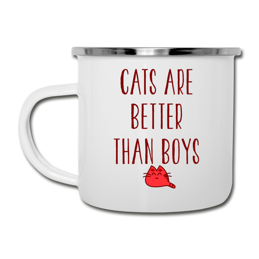 Cats Are Better Than Boys - Camper Mug - white