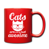Cats Are Just Awesome - White - Full Color Mug - red