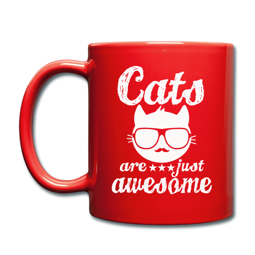 Cats Are Just Awesome - White - Full Color Mug - red