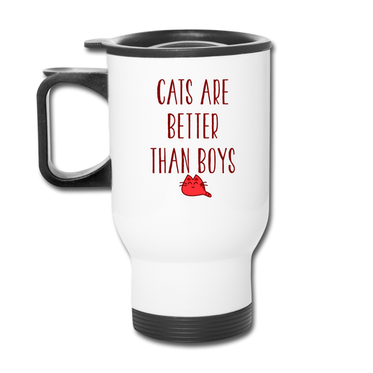 Cats Are Better Than Boys - Travel Mug - white