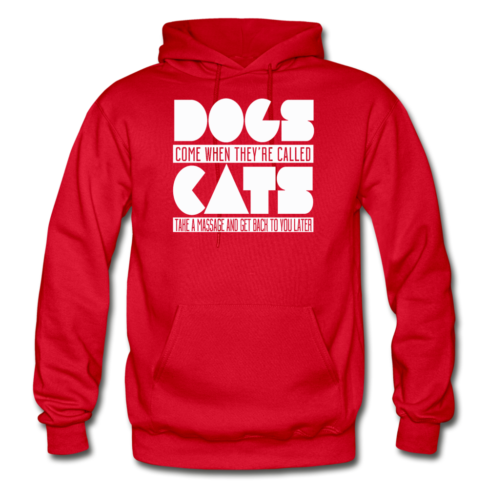 Cats And Dogs - White - Gildan Heavy Blend Adult Hoodie - red