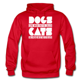 Cats And Dogs - White - Gildan Heavy Blend Adult Hoodie - red