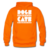 Cats And Dogs - White - Gildan Heavy Blend Adult Hoodie - orange