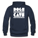 Cats And Dogs - White - Gildan Heavy Blend Adult Hoodie - navy