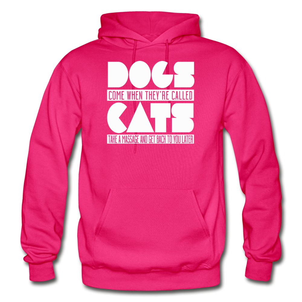 Cats And Dogs - White - Gildan Heavy Blend Adult Hoodie - fuchsia