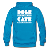 Cats And Dogs - White - Gildan Heavy Blend Adult Hoodie - turquoise