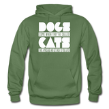 Cats And Dogs - White - Gildan Heavy Blend Adult Hoodie - military green