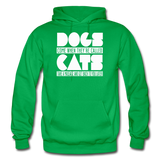 Cats And Dogs - White - Gildan Heavy Blend Adult Hoodie - kelly green