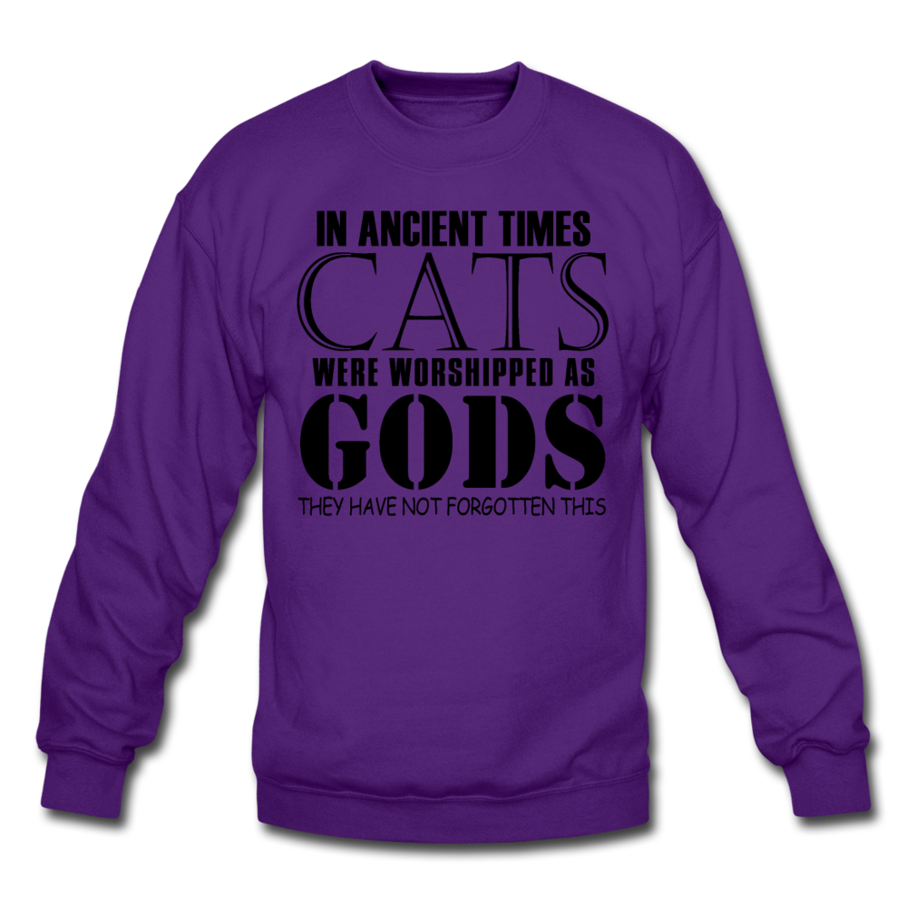 Cats As Gods - Black - Crewneck Sweatshirt - purple