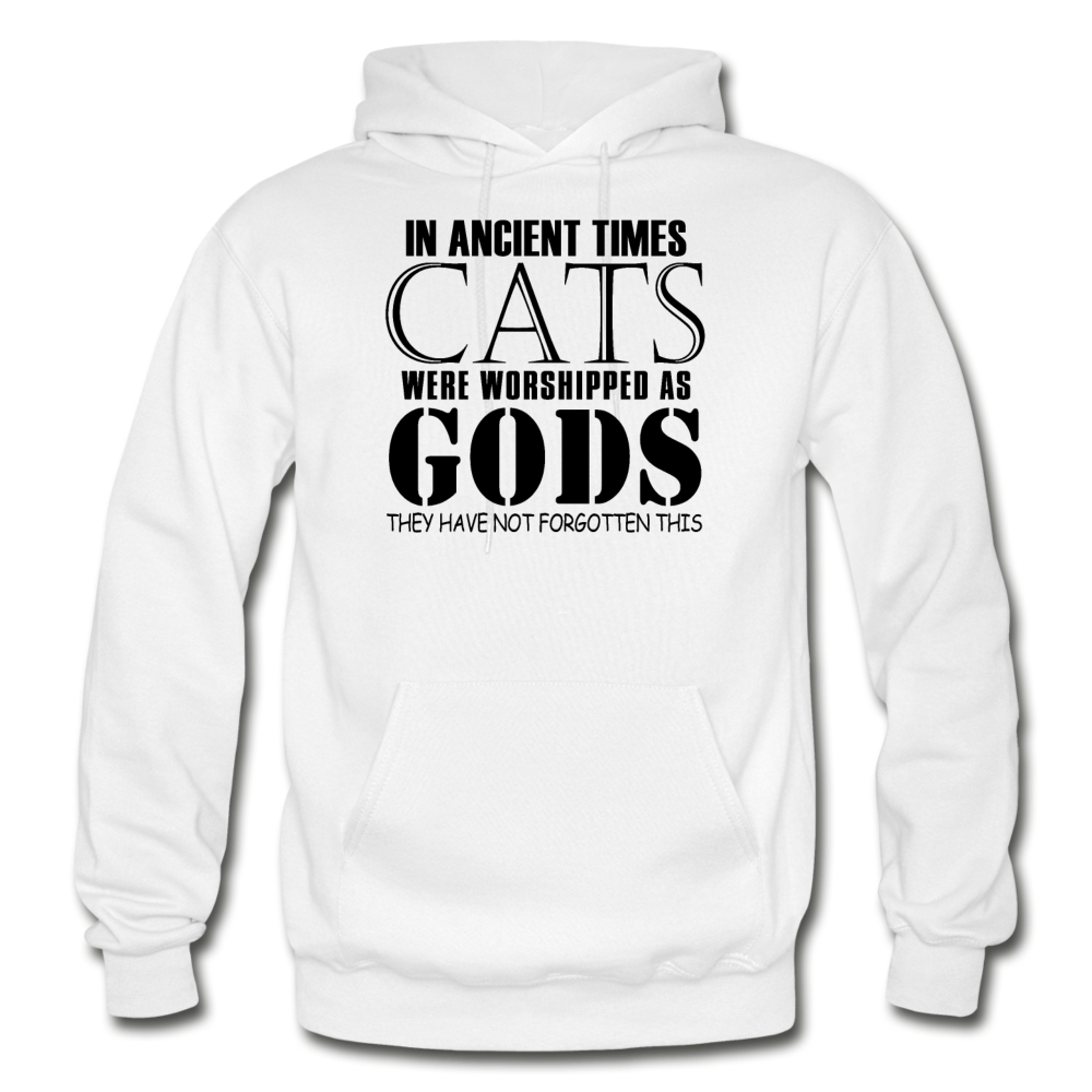 Cats As Gods - Black - Gildan Heavy Blend Adult Hoodie - white