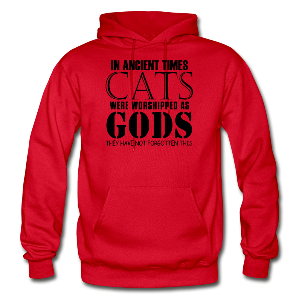 Cats As Gods - Black - Gildan Heavy Blend Adult Hoodie - red