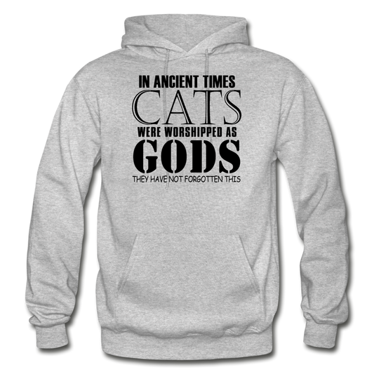 Cats As Gods - Black - Gildan Heavy Blend Adult Hoodie - heather gray