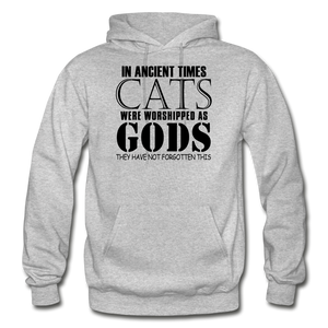 Cats As Gods - Black - Gildan Heavy Blend Adult Hoodie - heather gray