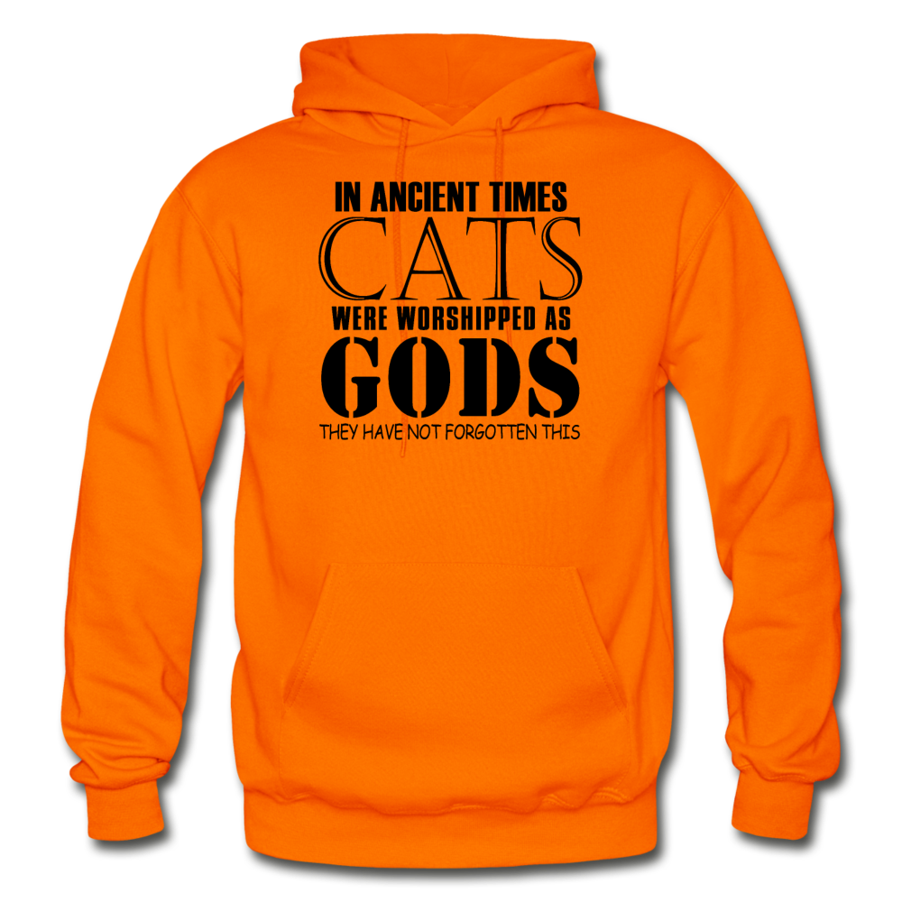 Cats As Gods - Black - Gildan Heavy Blend Adult Hoodie - orange