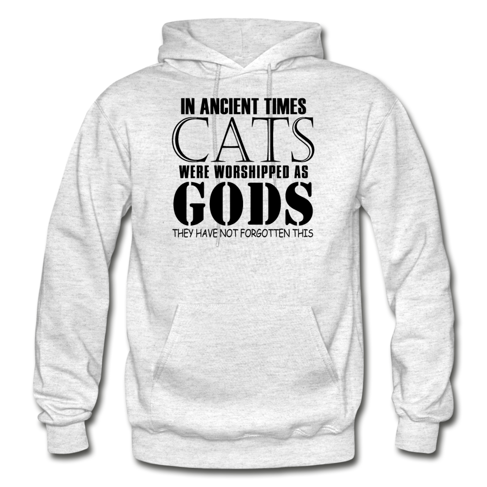 Cats As Gods - Black - Gildan Heavy Blend Adult Hoodie - light heather gray