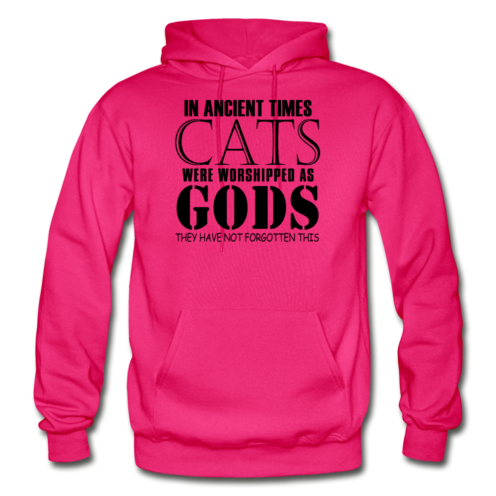 Cats As Gods - Black - Gildan Heavy Blend Adult Hoodie - fuchsia