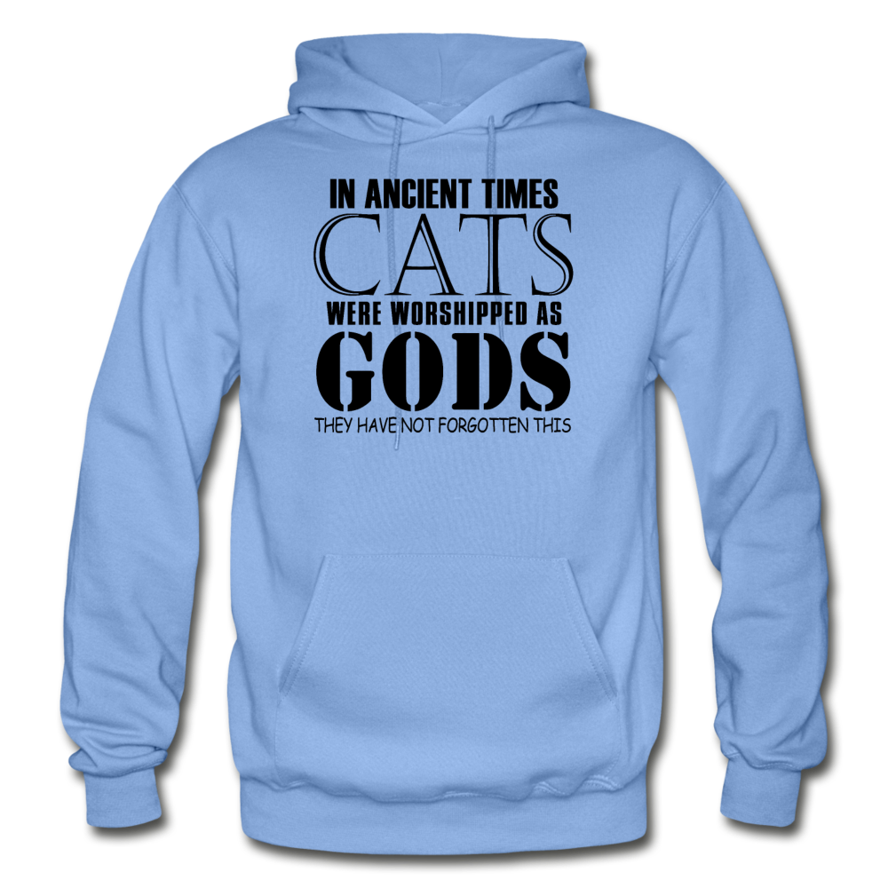 Cats As Gods - Black - Gildan Heavy Blend Adult Hoodie - carolina blue