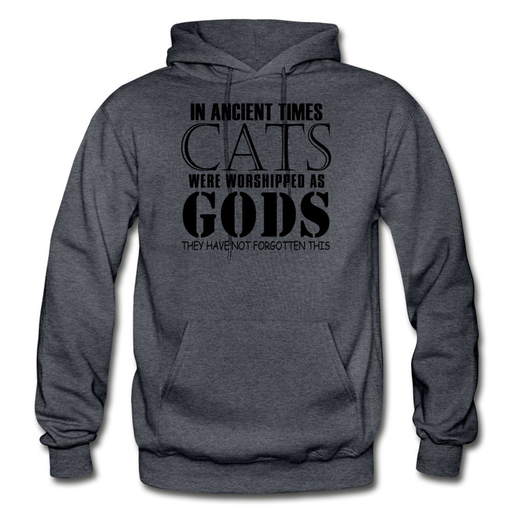 Cats As Gods - Black - Gildan Heavy Blend Adult Hoodie - charcoal gray