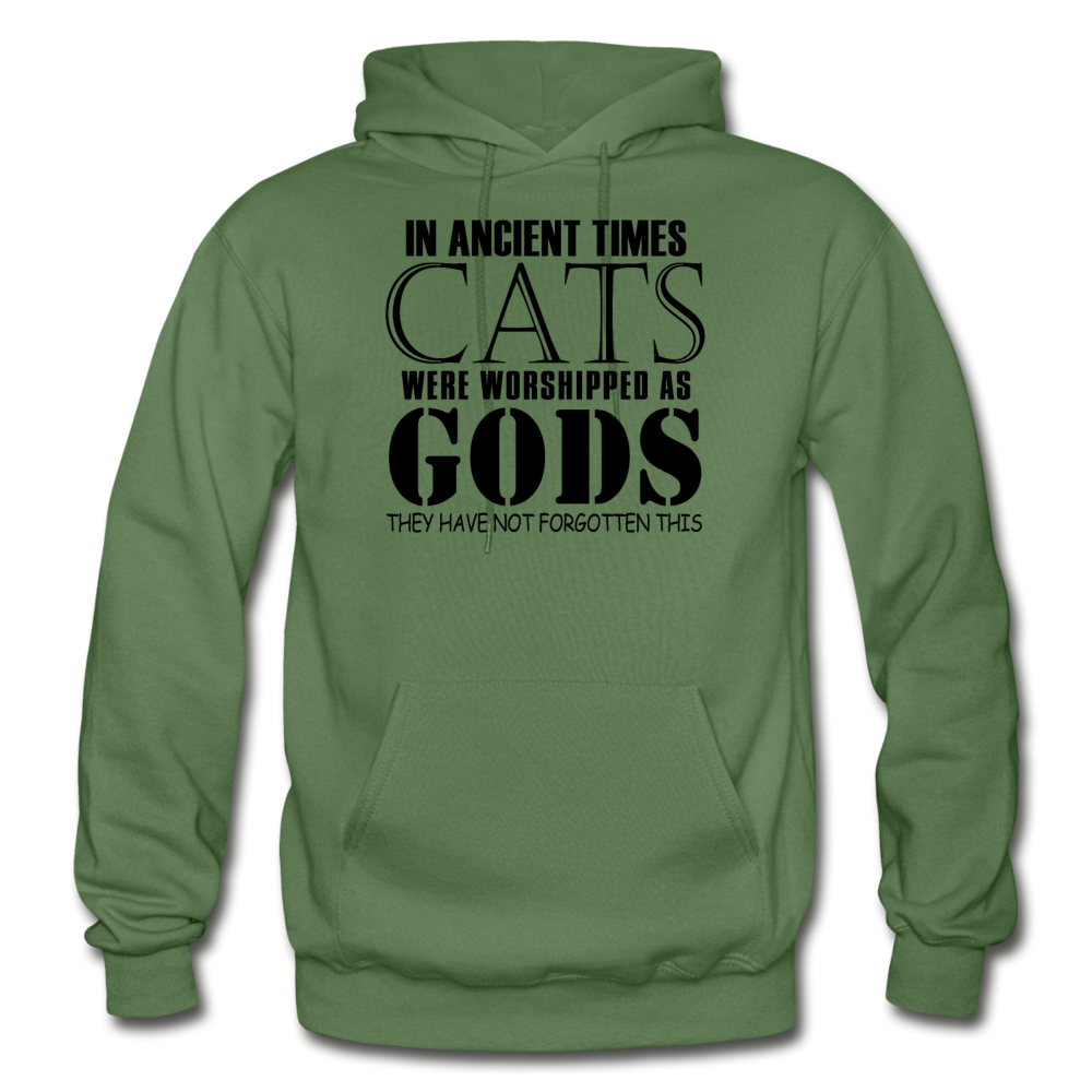 Cats As Gods - Black - Gildan Heavy Blend Adult Hoodie - military green