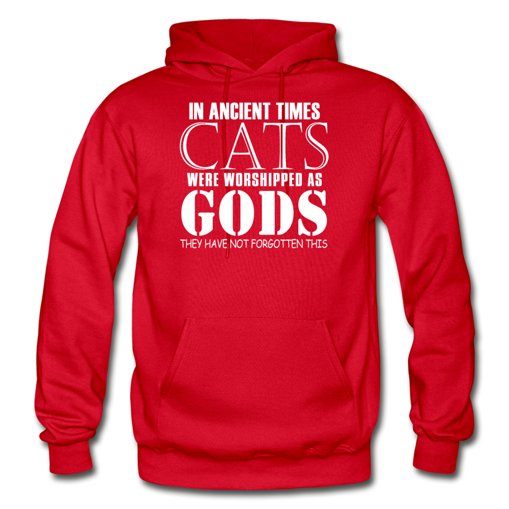 Cats As Gods - White - Gildan Heavy Blend Adult Hoodie - red