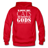 Cats As Gods - White - Gildan Heavy Blend Adult Hoodie - red