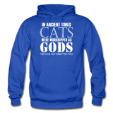Cats As Gods - White - Gildan Heavy Blend Adult Hoodie - royal blue