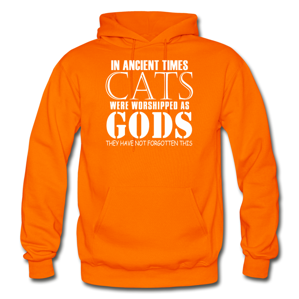 Cats As Gods - White - Gildan Heavy Blend Adult Hoodie - orange