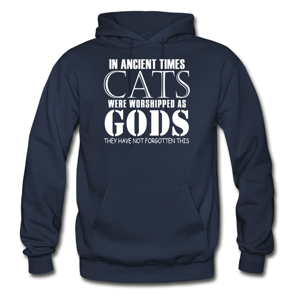 Cats As Gods - White - Gildan Heavy Blend Adult Hoodie - navy