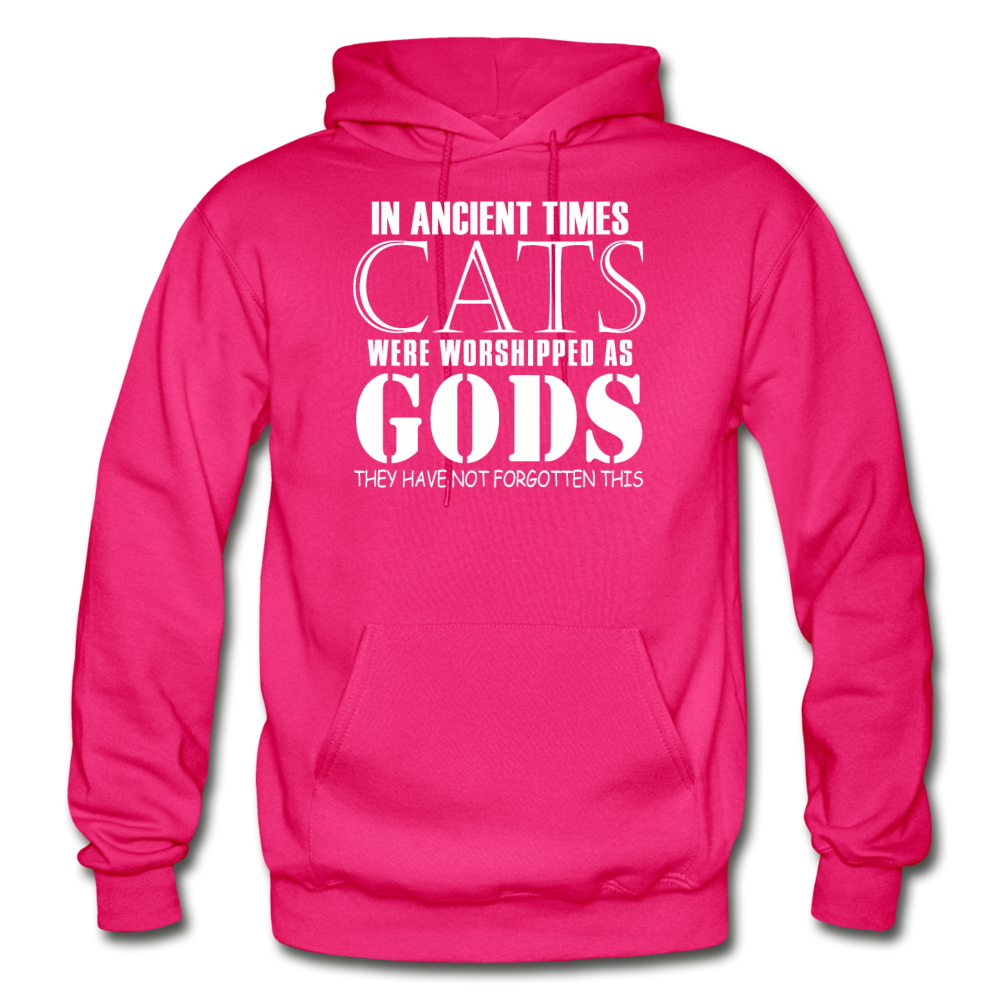 Cats As Gods - White - Gildan Heavy Blend Adult Hoodie - fuchsia