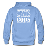 Cats As Gods - White - Gildan Heavy Blend Adult Hoodie - carolina blue