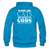 Cats As Gods - White - Gildan Heavy Blend Adult Hoodie - turquoise