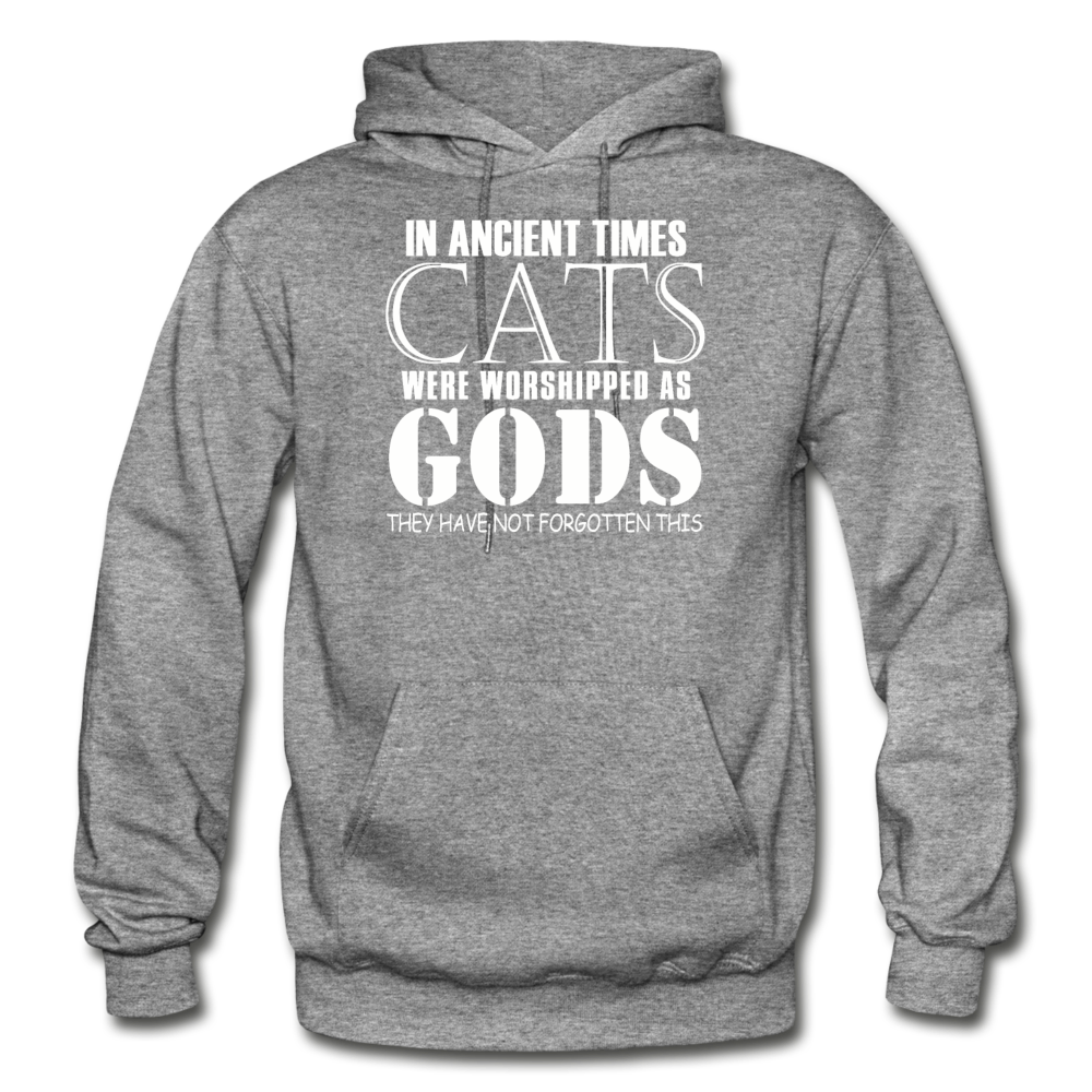 Cats As Gods - White - Gildan Heavy Blend Adult Hoodie - graphite heather